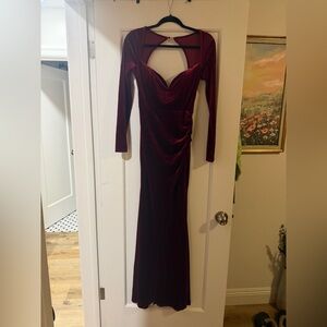Fashion Nova Burgundy Velvet Evening Gown Small Valentine Formal